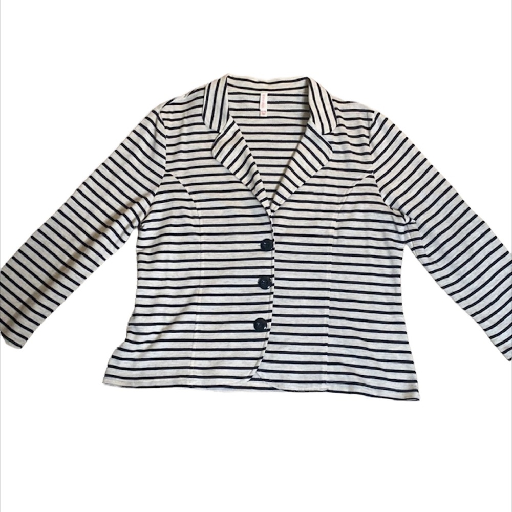 Cotton Striped Blazer Cardigan